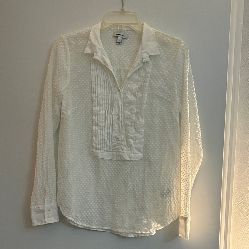 J. Crew White Textured Blouse